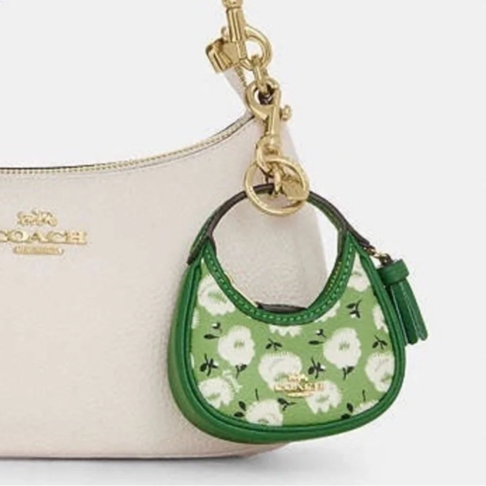 NWT-Coach-Mini Carmen Bag Charm-Kelly Green-Floral Print - Picture 2 of 6